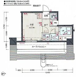 シンシア麻布十番 1Kの間取図画像