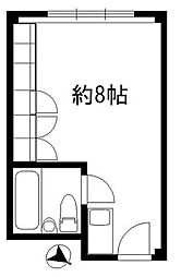 赤坂レジデンシャルホテル ワンルームの間取図画像