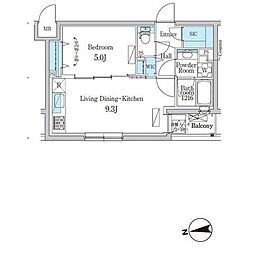 デュオフラッツ千歳船橋 1LDKの間取図画像