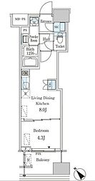 レガシス中目黒 1LDKの間取図画像