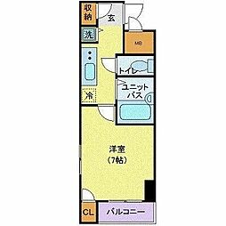 スカイコート日本橋5 1Kの間取図画像