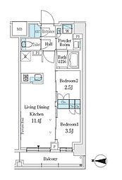 J.GRANCourt品川西大井EAST 2LDKの間取図画像