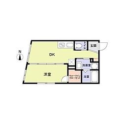 北新宿レーベル 1DKの間取図画像