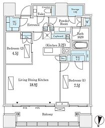 パークコート渋谷ザタワー 2LDKの間取図画像