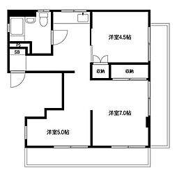 スターライトマンション 3DKの間取図画像