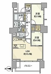 晴海フラッグ パークヴィレッジ T棟 2LDKの間取図画像