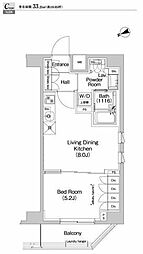 プラウドフラット代々木八幡 1LDKの間取図画像