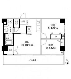 デュオステージ白金高輪 2LDKの間取図画像