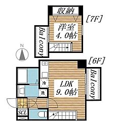 モカネスト久が原 1LDKの間取図画像