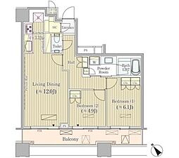 ブリリアタワーズ目黒ノースレジデンス 2LDKの間取図画像