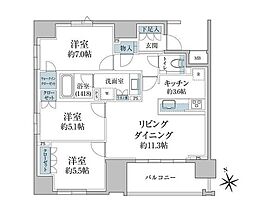 グランスイート八丁堀 3LDKの間取図画像
