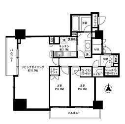 品川タワーフェイス 2LDKの間取図画像
