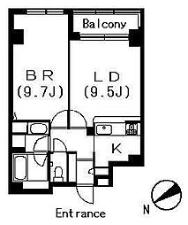 ヒルコート千駄木 1LDKの間取図画像