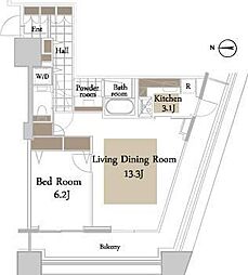 コンシェリア西新宿タワーズウエスト 1LDKの間取図画像