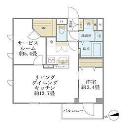 ラペルラ桜新町 1SLDKの間取図画像