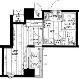 メインステージ日本橋箱崎2 1Kの間取図画像
