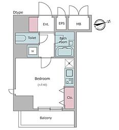 レジディア東品川 ワンルームの間取図画像