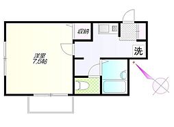 ヒルズ武蔵小山 1Kの間取図画像