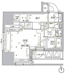 ヴァースクレイシア神田淡路町 1Kの間取図画像