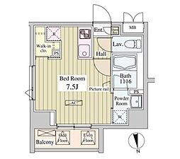 SK-ONE市ヶ谷 1Kの間取図画像