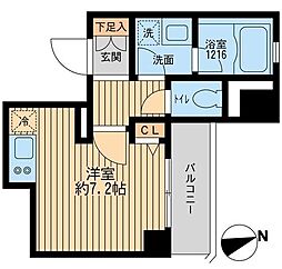 クリオ戸越銀座弐番館 ワンルームの間取図画像