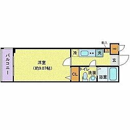 プレール・ドゥーク東中野 1Kの間取図画像