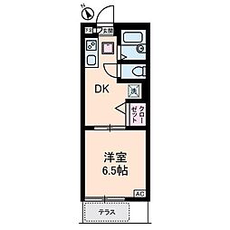 ベルテ中目黒 1DKの間取図画像
