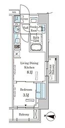 パークアクシス木場キャナルイースト 1LDKの間取図画像