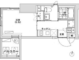 グランディオール広尾テラス 1Kの間取図画像