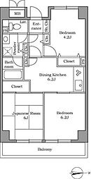 レジディア芝浦 3DKの間取図画像