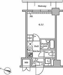 レジディア広尾2 1Kの間取図画像