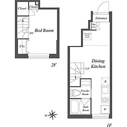 Pair新大久保 1DKの間取図画像
