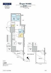 プラウドフラット文京千駄木 ワンルームの間取図画像