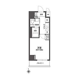 ルクレ上野 1Kの間取図画像