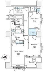 パークホームズ市谷薬王寺セントガレリア 1LDKの間取図画像