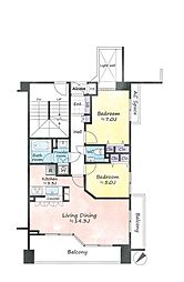 ディアナコート上目黒 2LDKの間取図画像