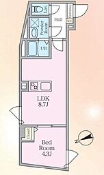 エルファーロ中野IX 1LDKの間取図画像