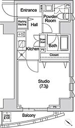 カーサスプレンディッド赤坂7丁目 1Kの間取図画像