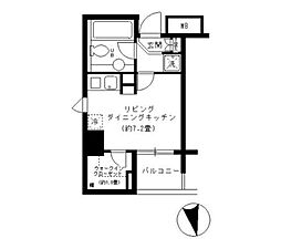 KDXレジデンス芝公園 ワンルームの間取図画像