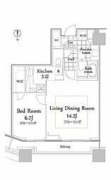 コンシェリア西新宿タワーズウエスト 1LDKの間取図画像