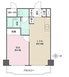 シェソワ百人町 1LDKの間取図画像