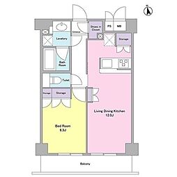 CITYCURRENT代官山 1LDKの間取図画像