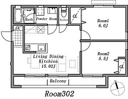 クルスデルスール 2LDKの間取図画像