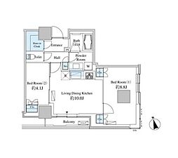 ベルファース芝浦タワー 2LDKの間取図画像