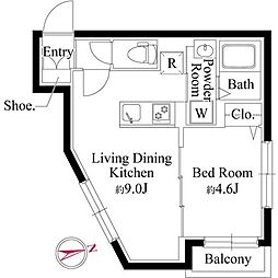 世田谷区玉川台2丁目マンション 1LDKの間取図画像