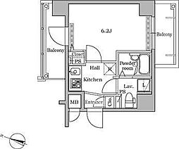 レジディア広尾2 1Kの間取図画像
