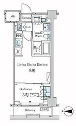 ラティエラ武蔵小杉 1LDKの間取図画像