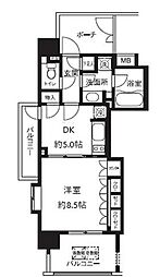 ライオンズシティ白金高輪 1DKの間取図画像