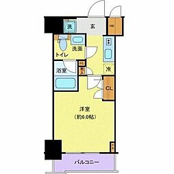 プレールドゥーク北品川 1Kの間取図画像