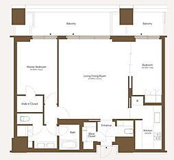 麻布台ヒルズ レジデンスB 2LDKの間取図画像